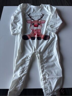 Kids White Christmas Reindeer Pajamas
